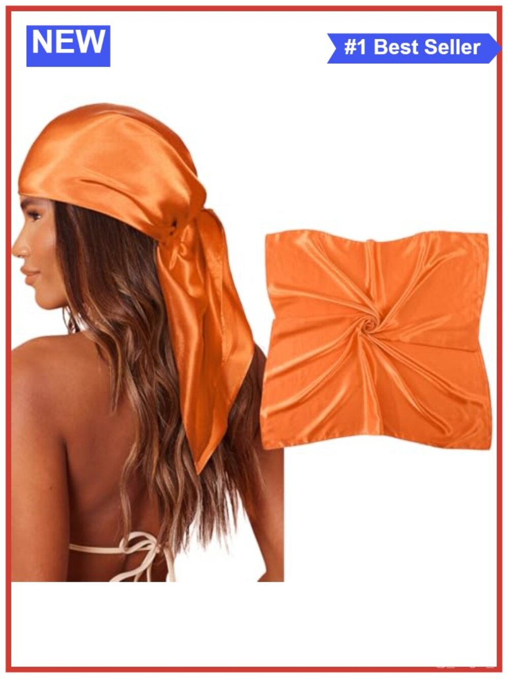35" Square Satin Head Scarf Silk-Like Hair Wrap Bandana Solid
